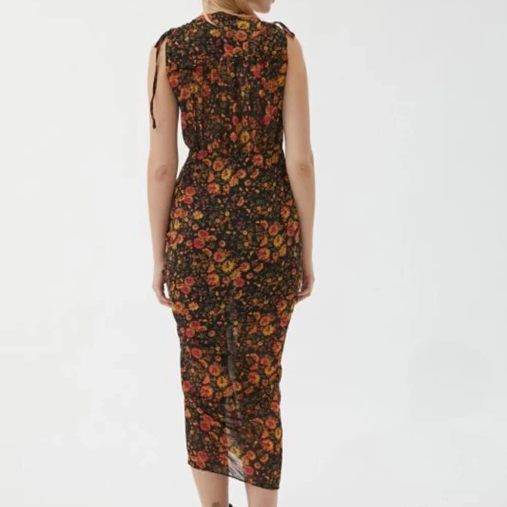 Dress Forum Los Angeles Born to Run Floral Ruched‎ Midi Dress Small NWT - Picture 2 of 9